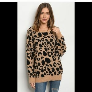 O&O wool blend animal print sweater black M/L